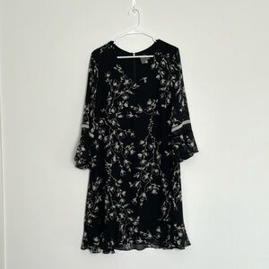 Womens Ruffle 3/4 Sleeve Mesh Dress